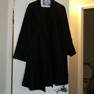 Oval embroidered print silk evening duster coat